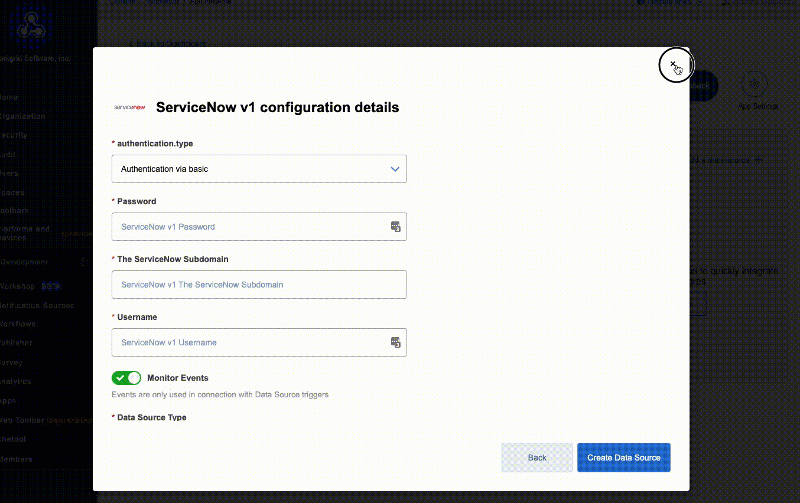 Data Source Details: ServiceNow