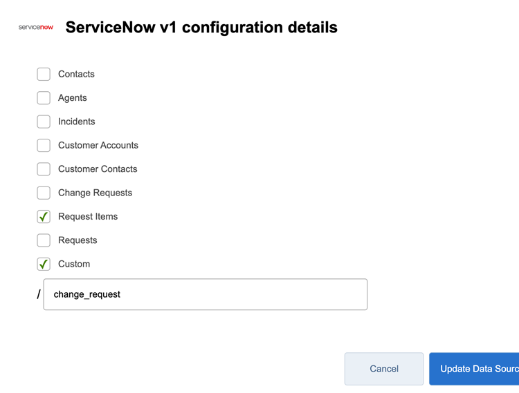 Data Source Details: ServiceNow